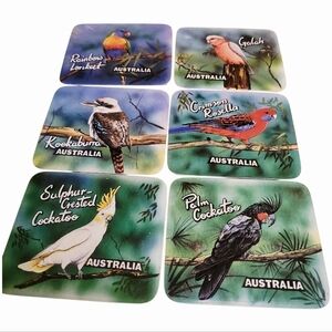 Vintage Kanley Australian Birds Coaster Set 6